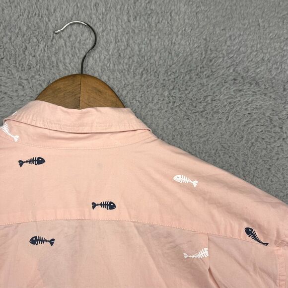 J Crew Shirt Men's medium Pink Flex Fishbone Graphic All over Casual Mercantile - Picture 11 of 14